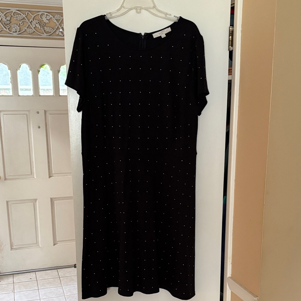 LOFT Black Midi Dress with Silver Stud Detail